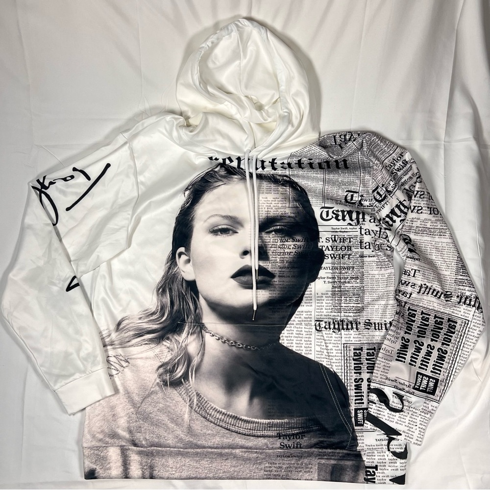 Taylor Swift White and Black Graphic Hoodie